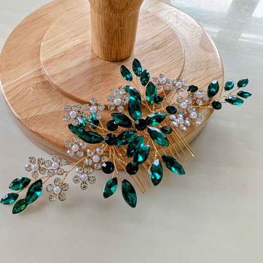 Emerald Green Crystal Hair Comb