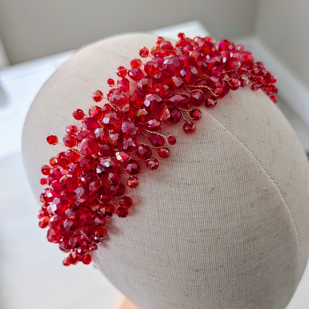 Vibrant red crystal headband