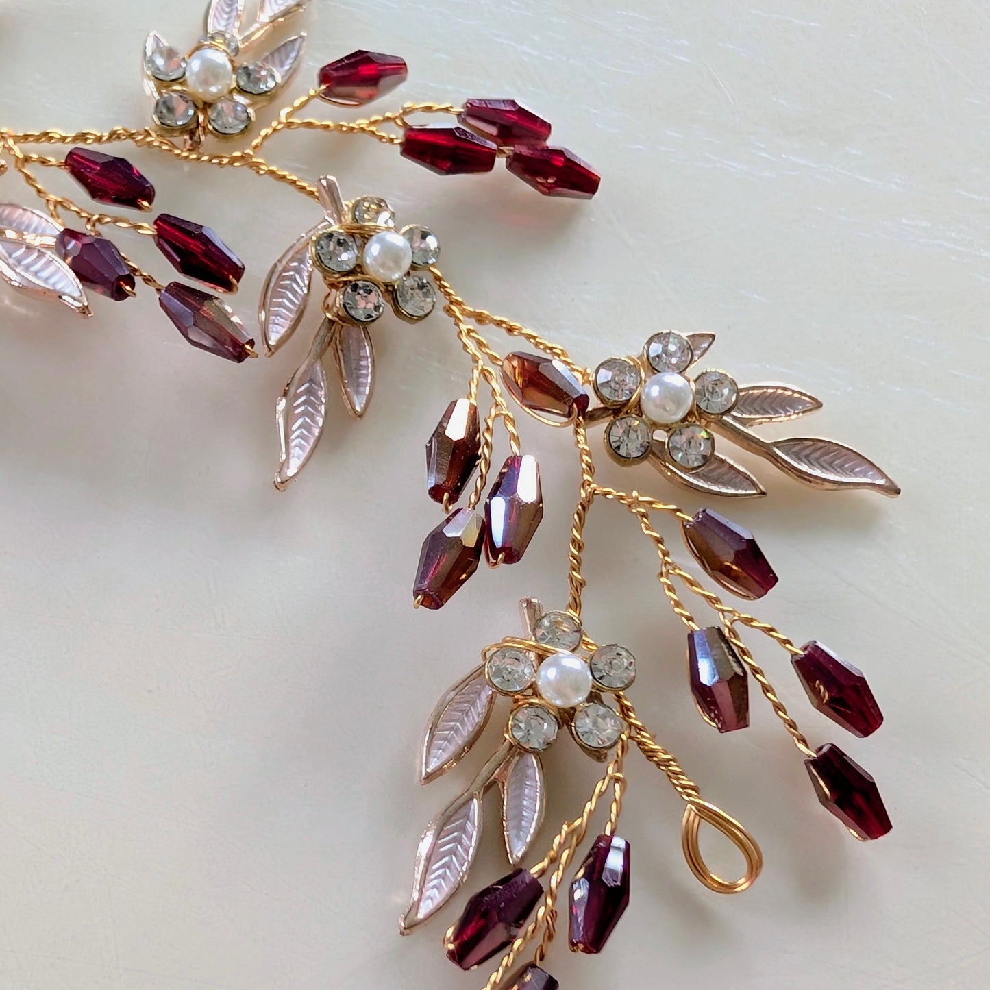 Burgundy Crystal Hair Vine