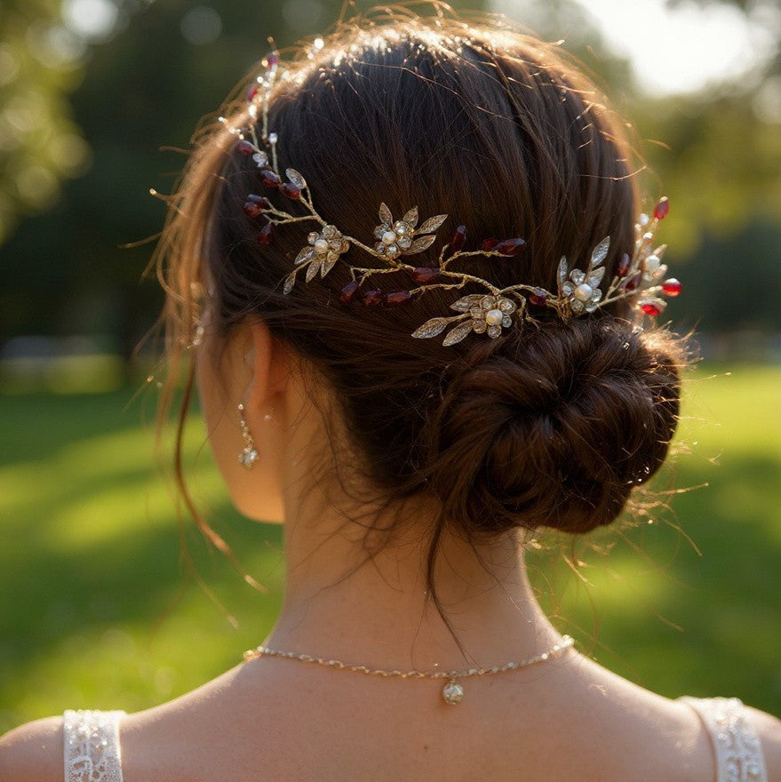 Burgundy Crystal Hair Vine