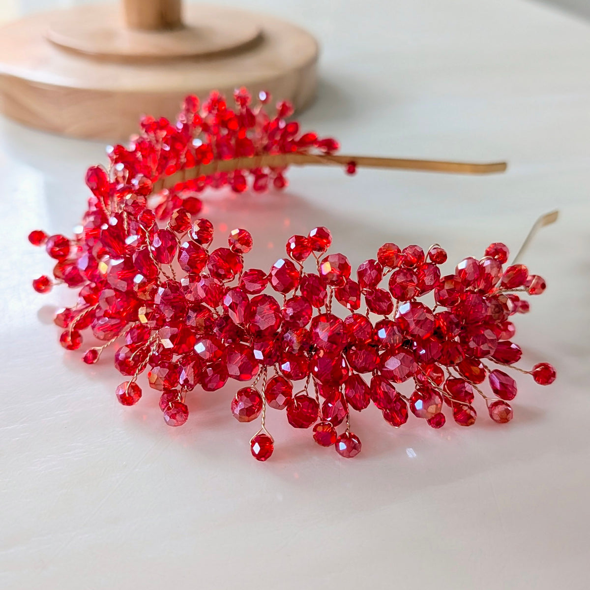 Vibrant red crystal headband