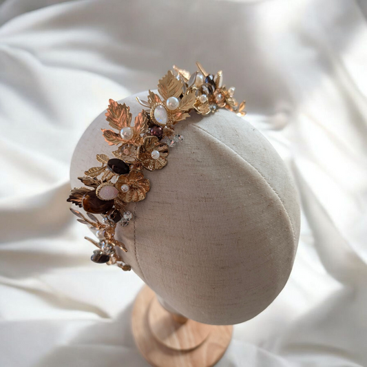 Ophelia - Gold Leaf Bridal Headpiece