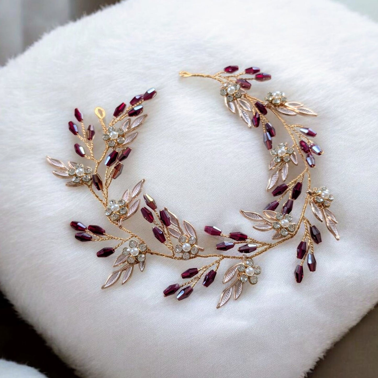 Burgundy Crystal Hair Vine