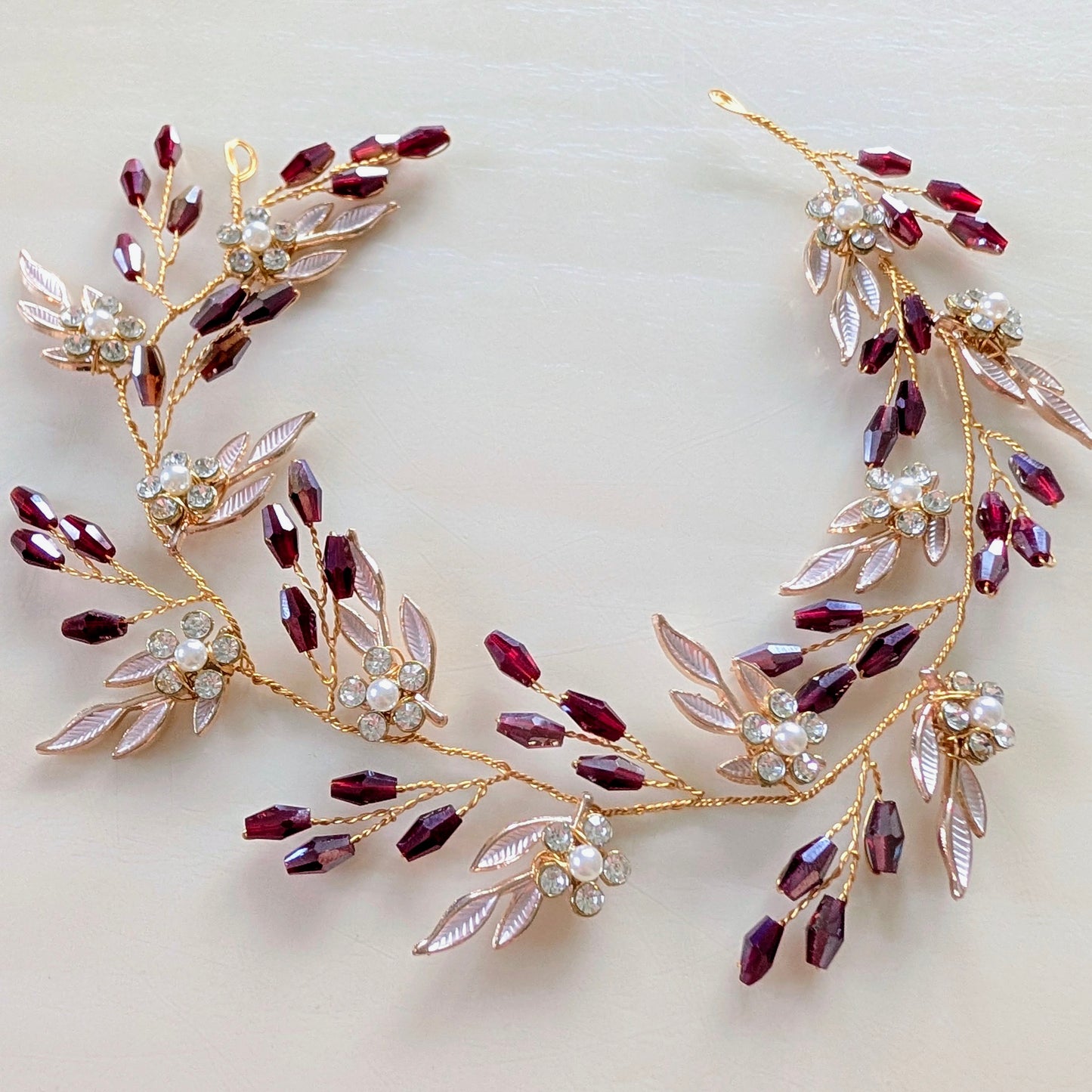 Burgundy Crystal Hair Vine