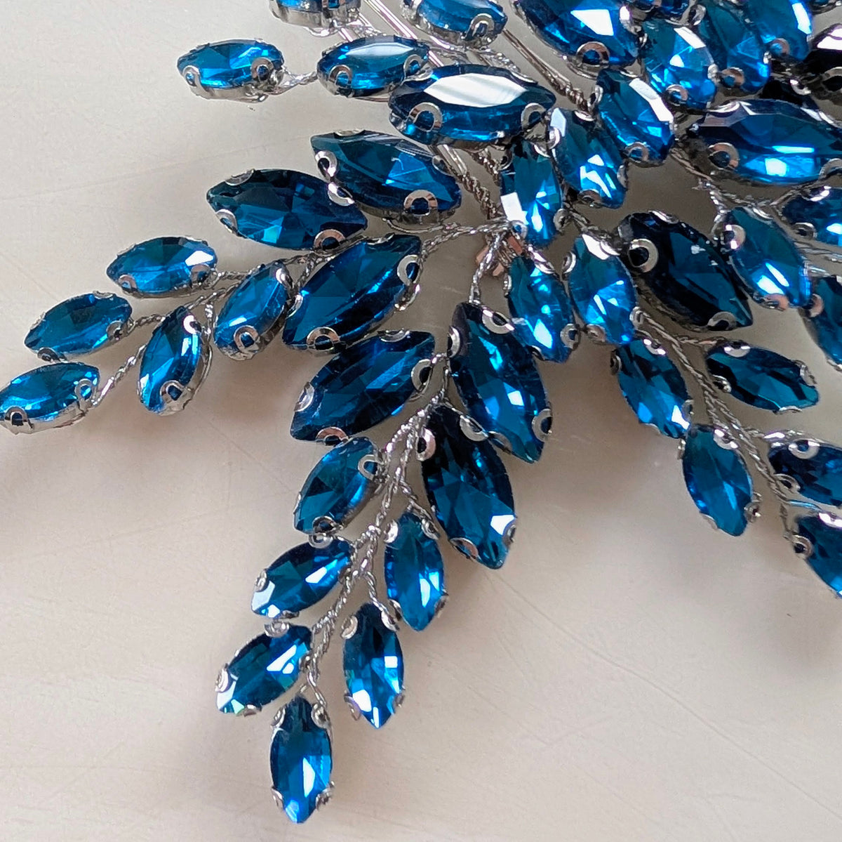 Teal Crystal Hair Comb
