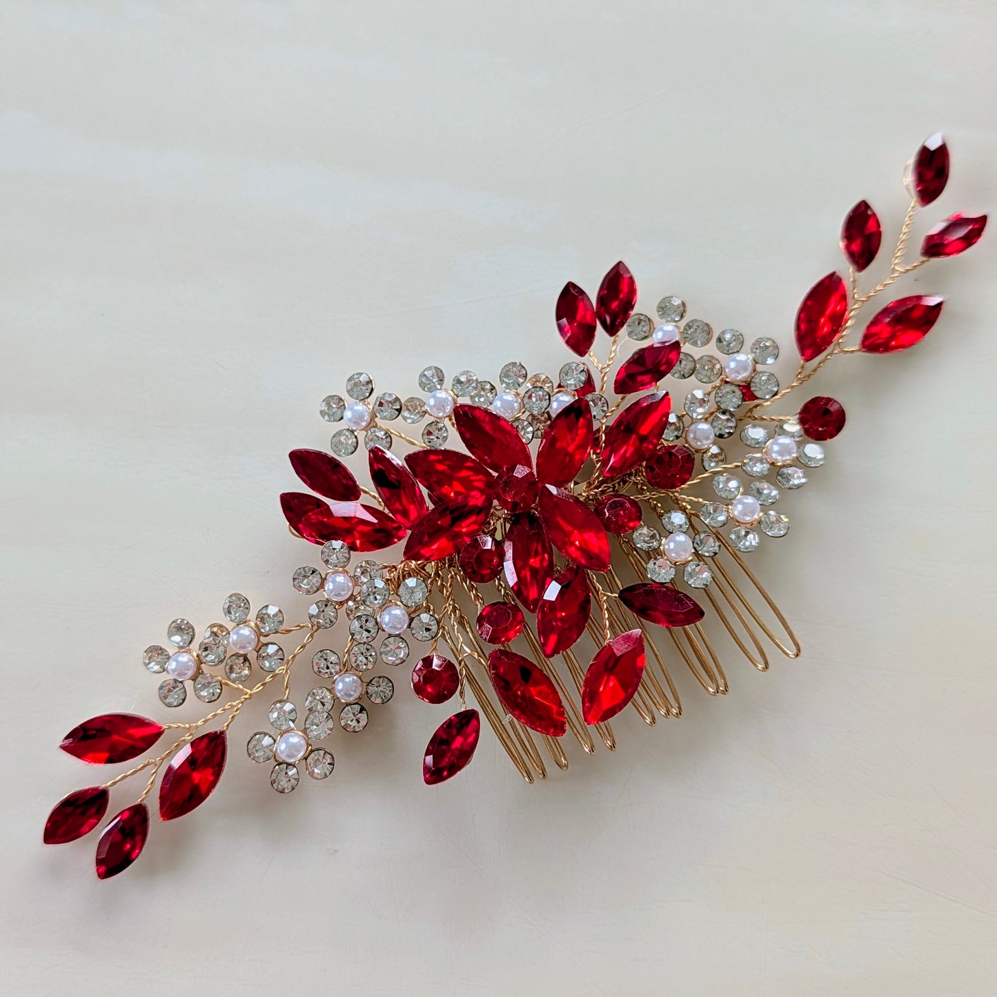 Red Crystal Hair Comb