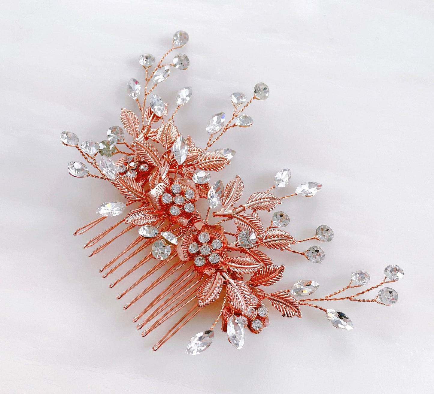 Rose gold Bridal hair comb - Petal & Pearl