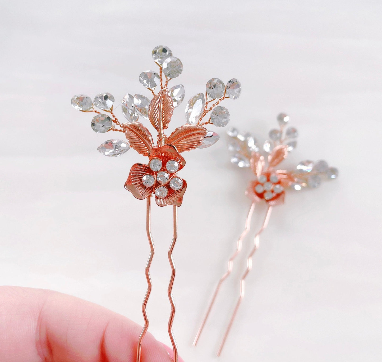 Rose gold Bridal hair pins - Petal & Pearl