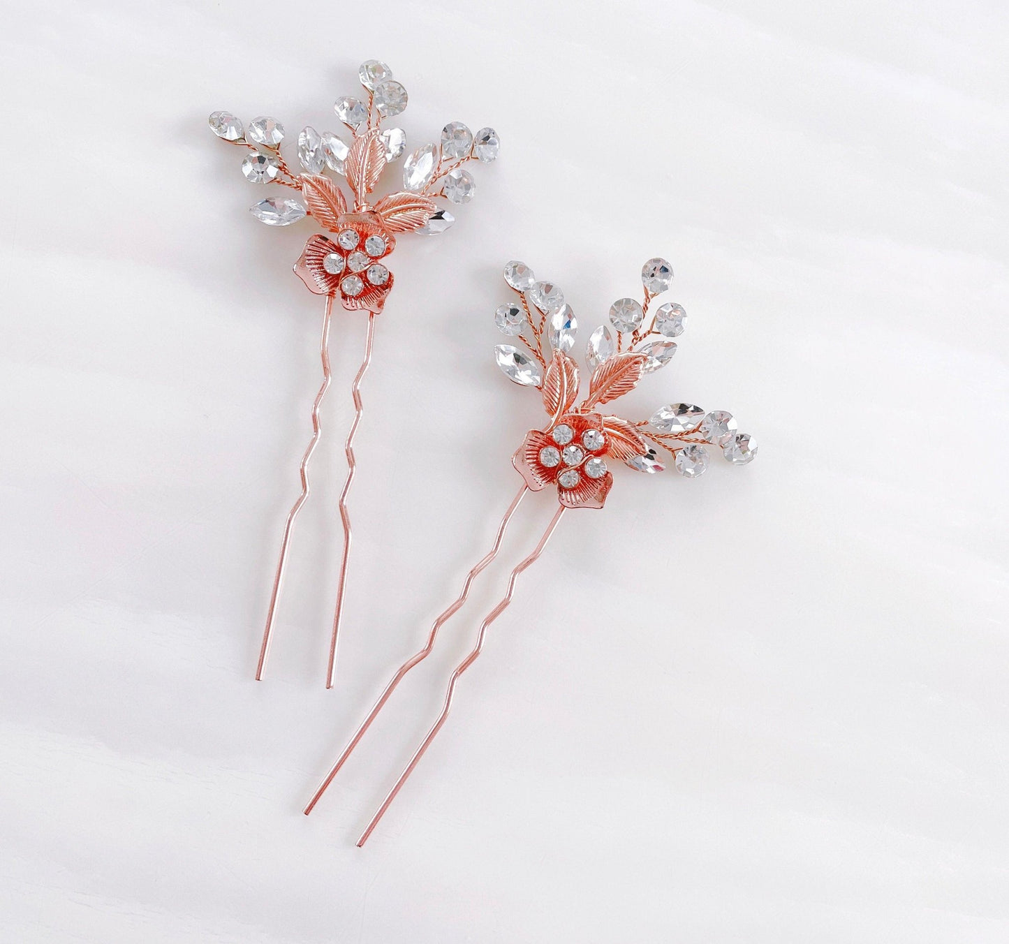 Rose gold Bridal hair pins - Petal & Pearl