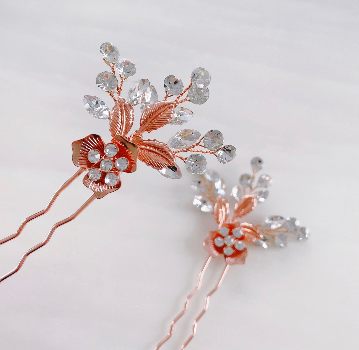 Rose gold Bridal hair pins - Petal & Pearl