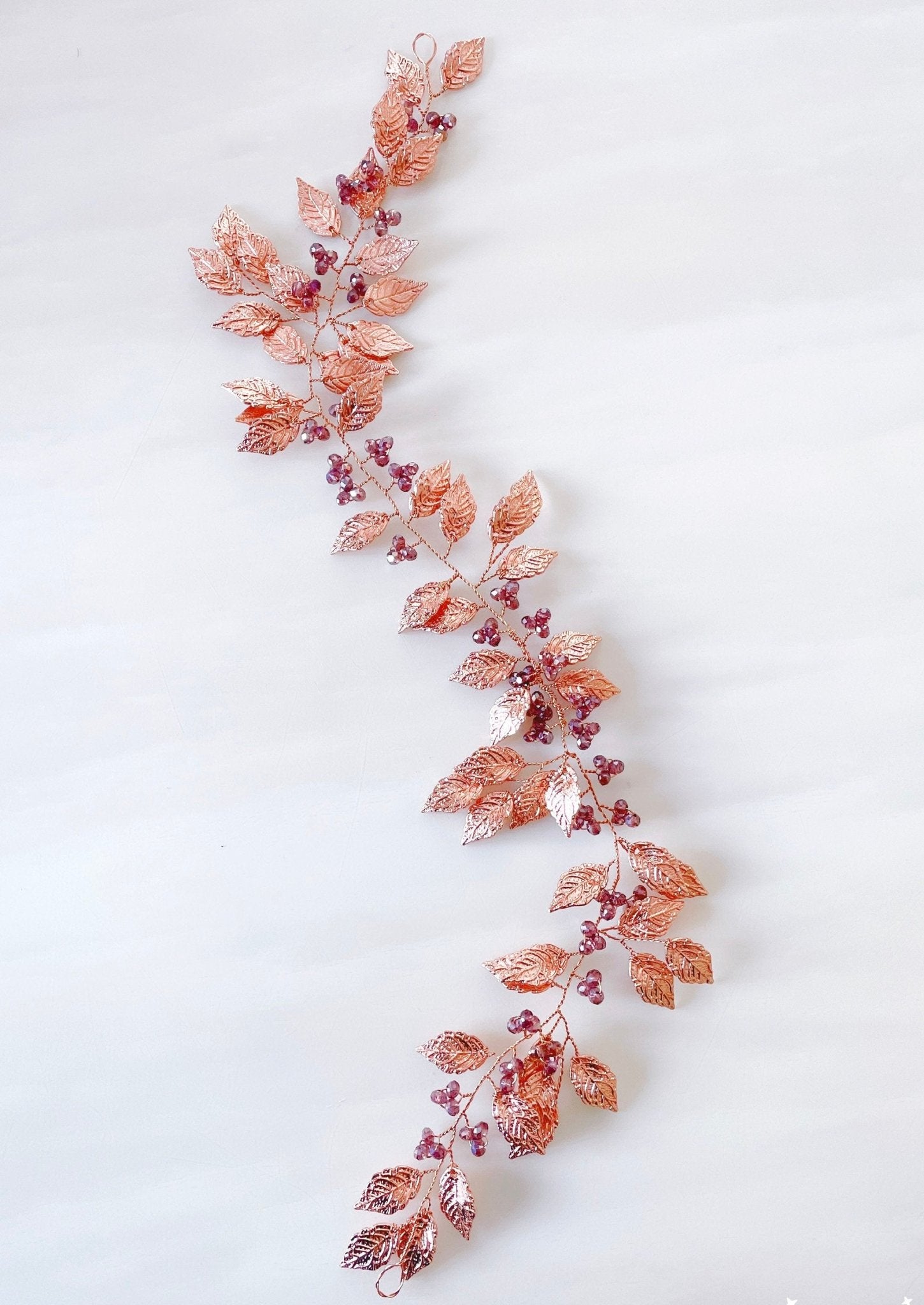 Rose gold bridal hair vine - Petal & Pearl