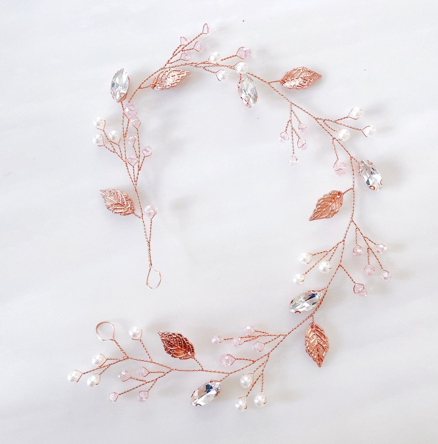 Rose gold bridal hair vine - Petal & Pearl