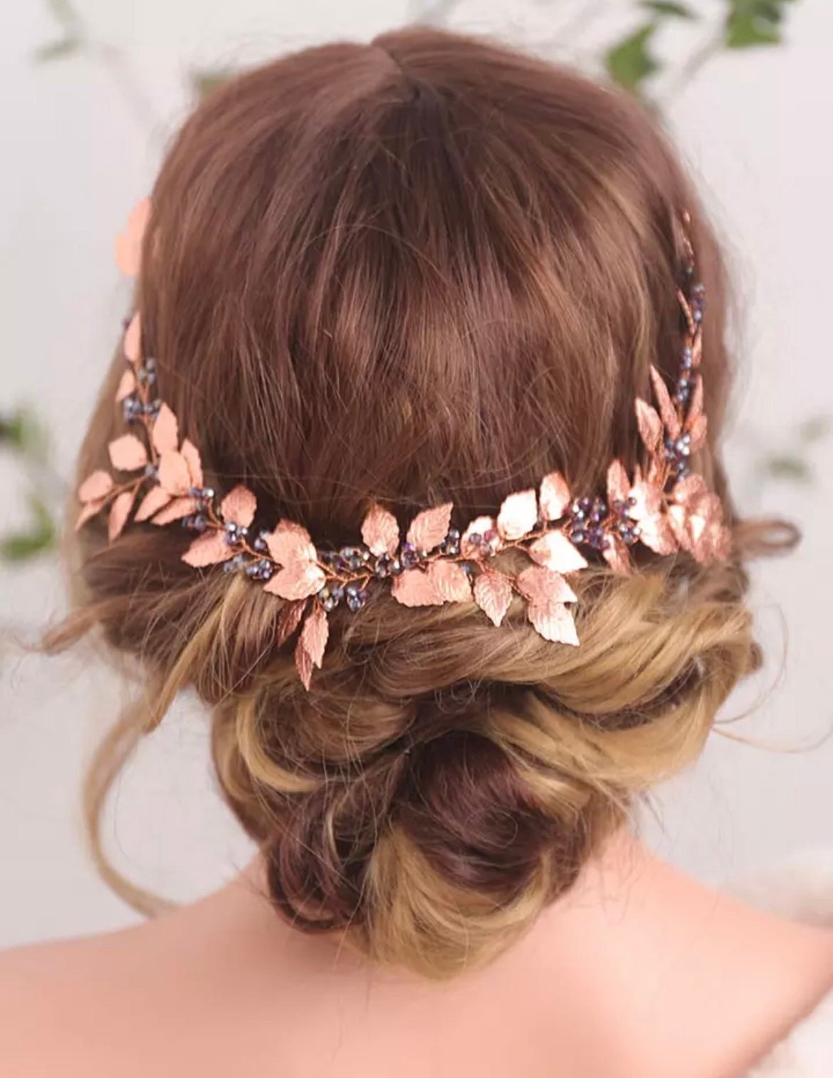 Rose gold bridal hair vine - Petal & Pearl