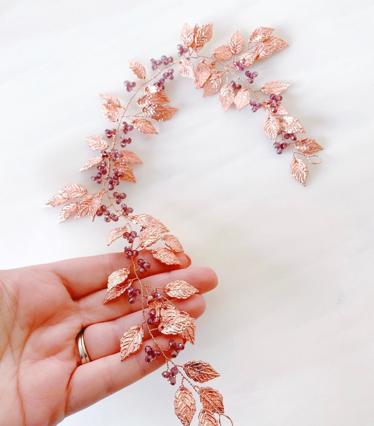 Rose gold bridal hair vine - Petal & Pearl