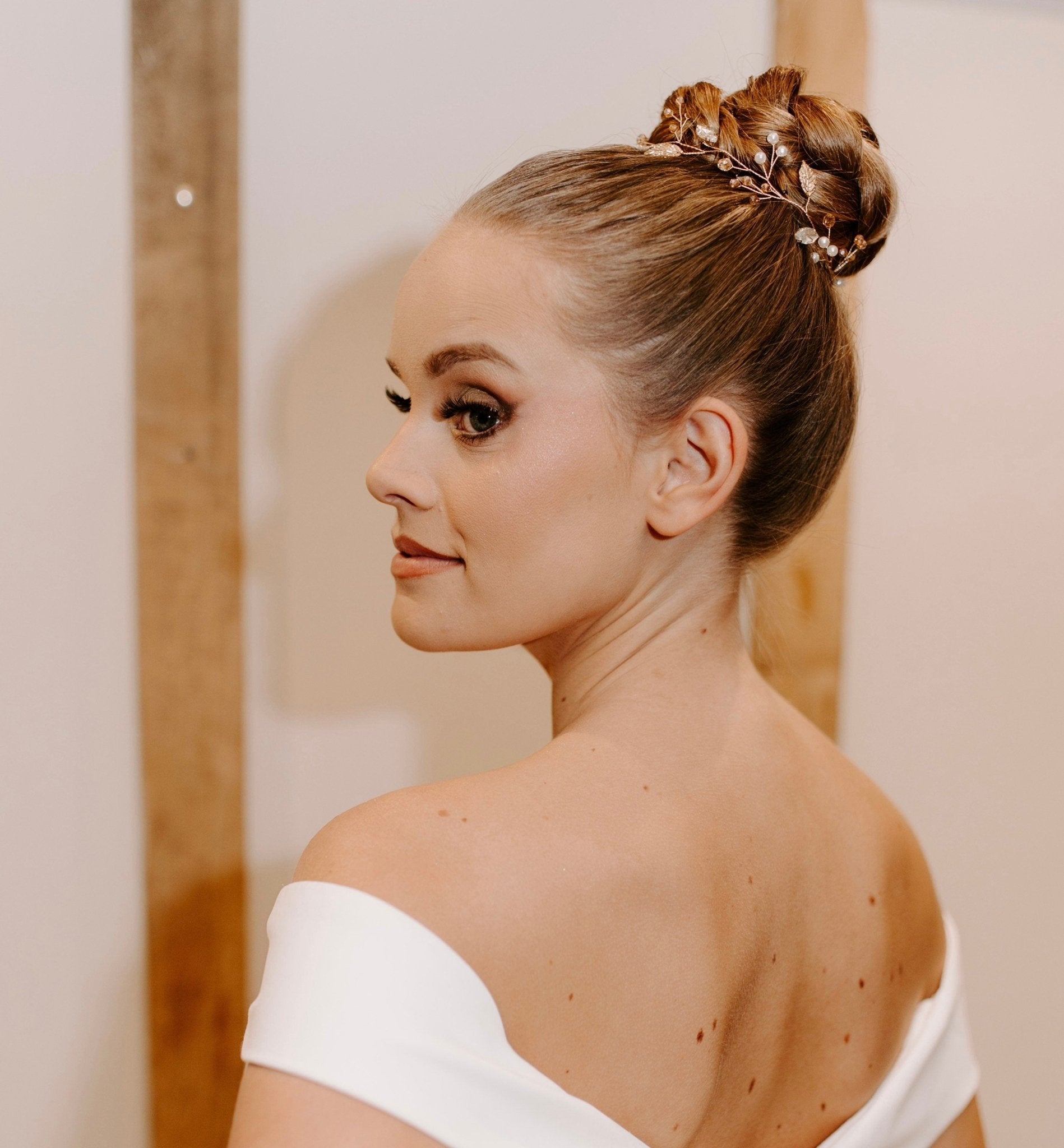 Rose gold bridal hair vine - Petal & Pearl