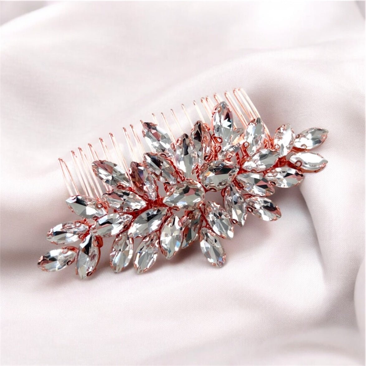 rose gold crystal hair comb - Petal & Pearl