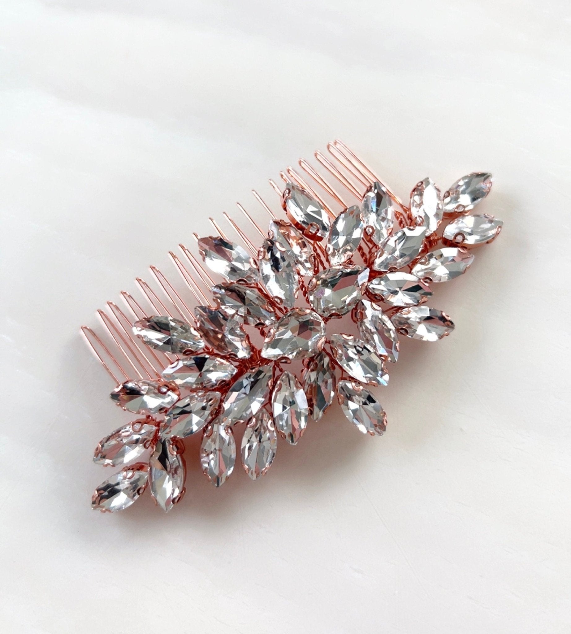 rose gold crystal hair comb - Petal & Pearl