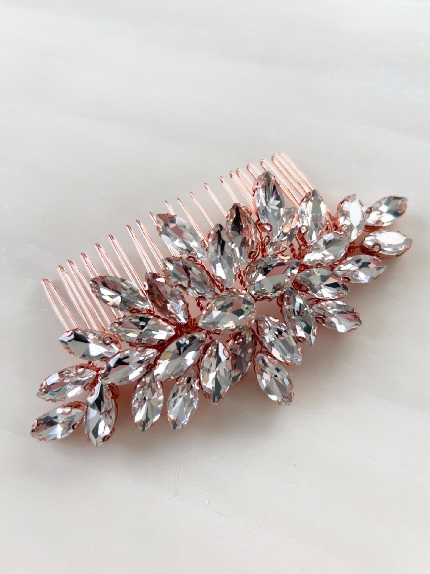 rose gold crystal hair comb - Petal & Pearl