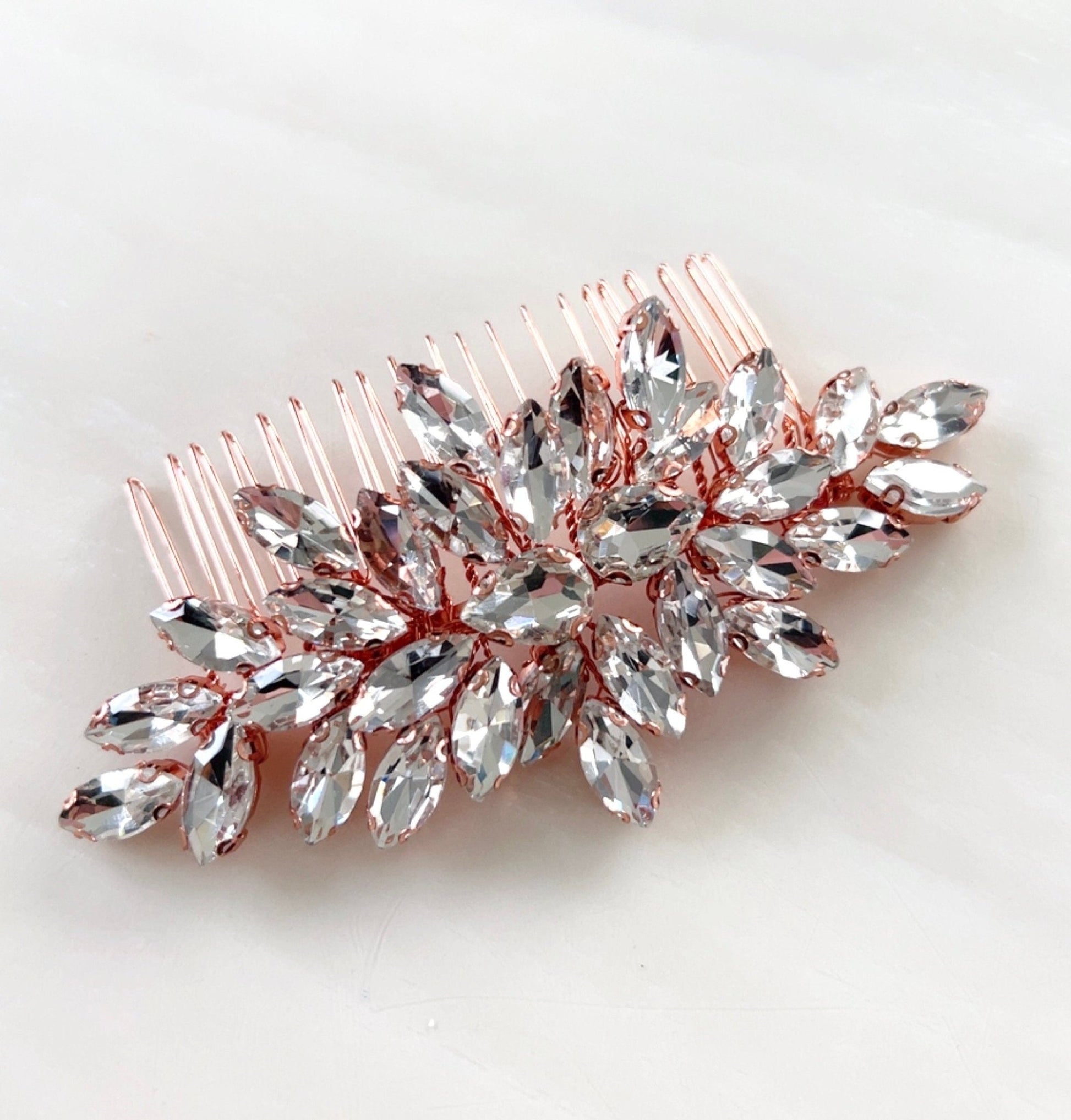 rose gold crystal hair comb - Petal & Pearl