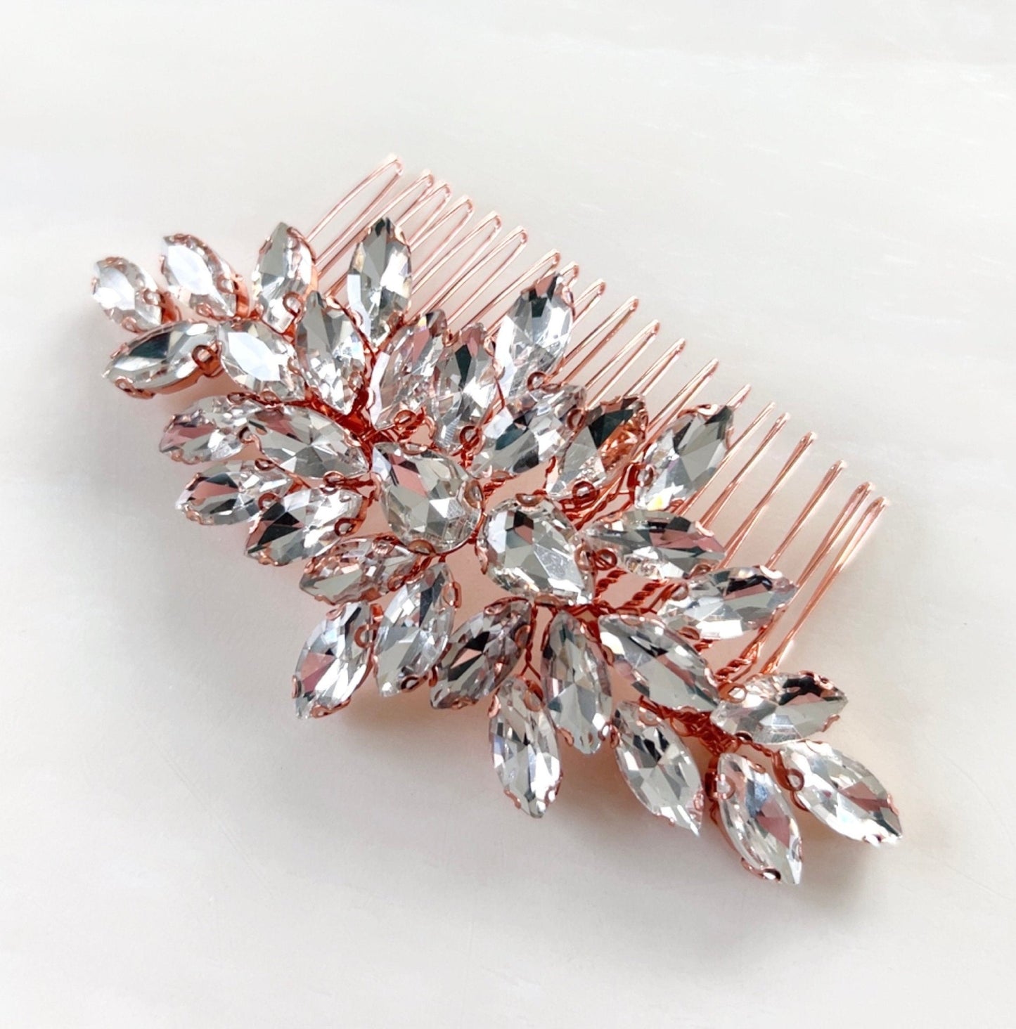 rose gold crystal hair comb - Petal & Pearl