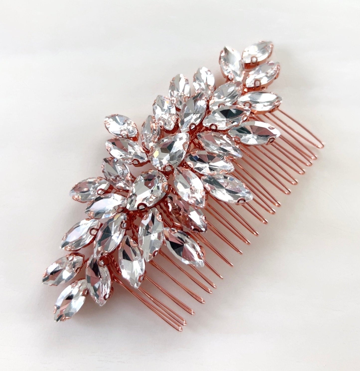 rose gold crystal hair comb - Petal & Pearl