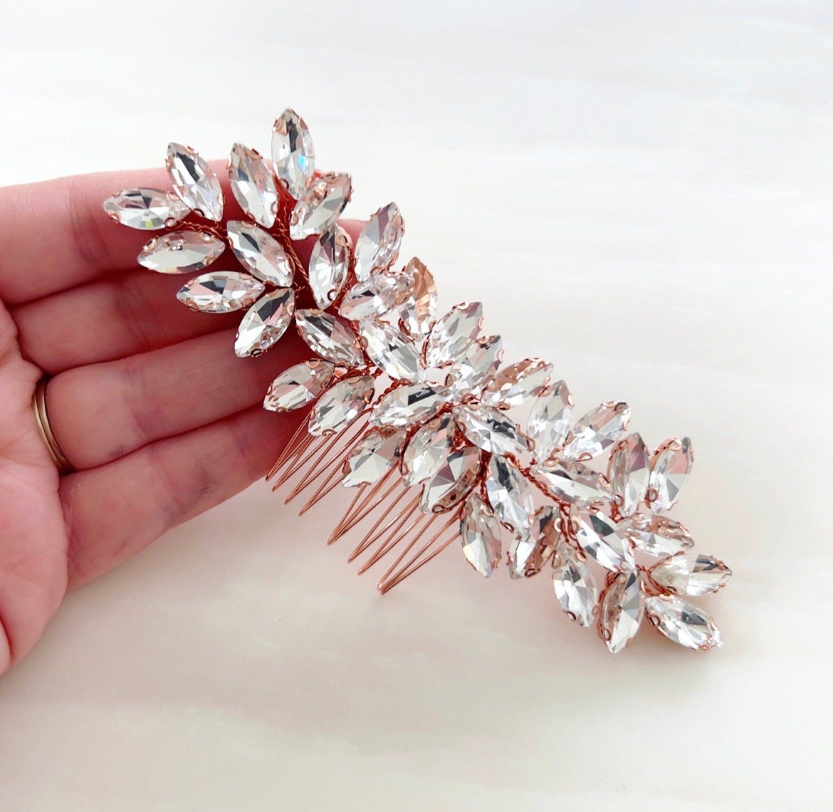 Rose gold hair comb - Petal & Pearl