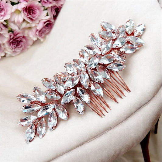 Rose gold hair comb - Petal & Pearl