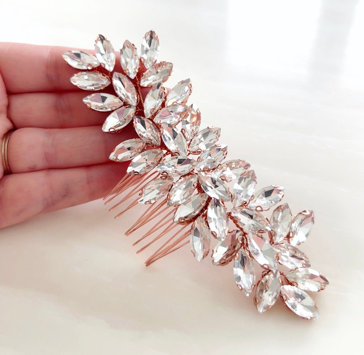 Rose gold hair comb - Petal & Pearl