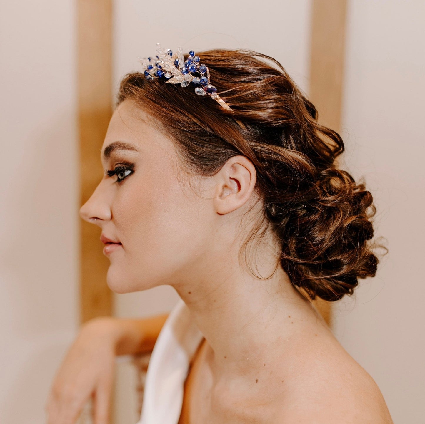 Royal blue bridal and occasion headpiece - Petal & Pearl