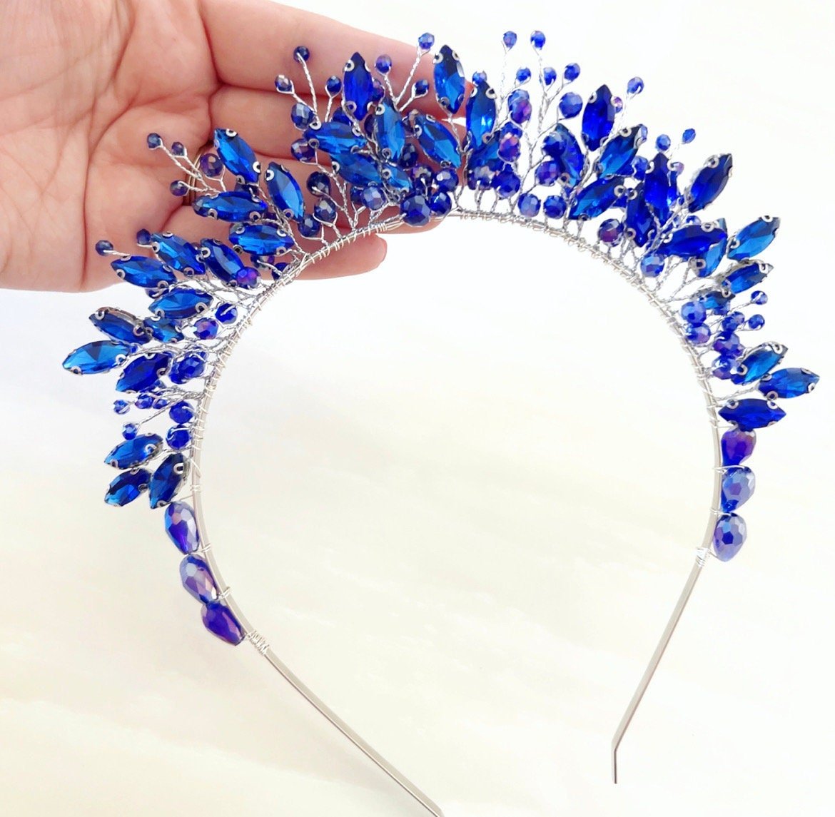 Royal blue crystal crown - Petal & Pearl