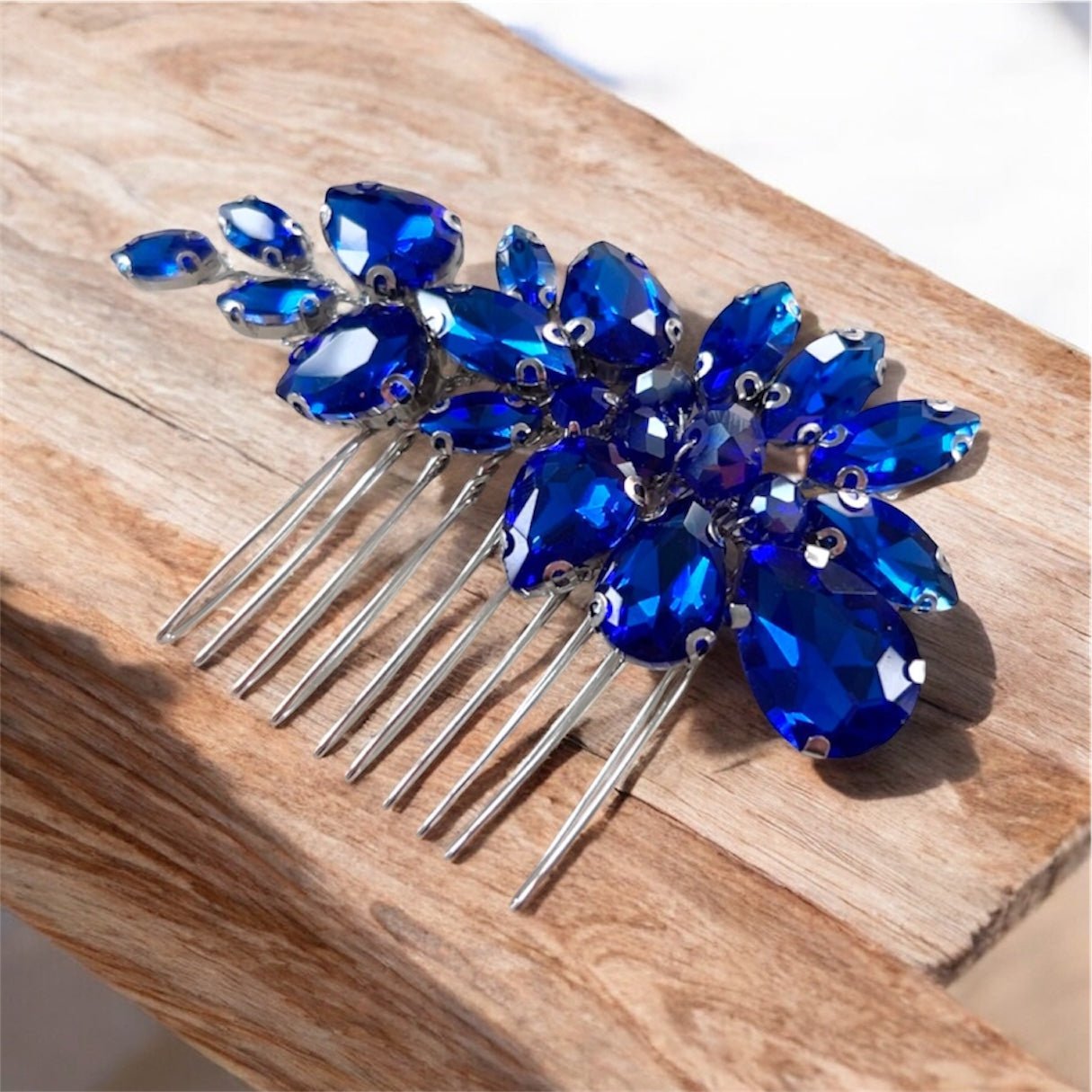 royal blue crystal hair comb - Petal & Pearl