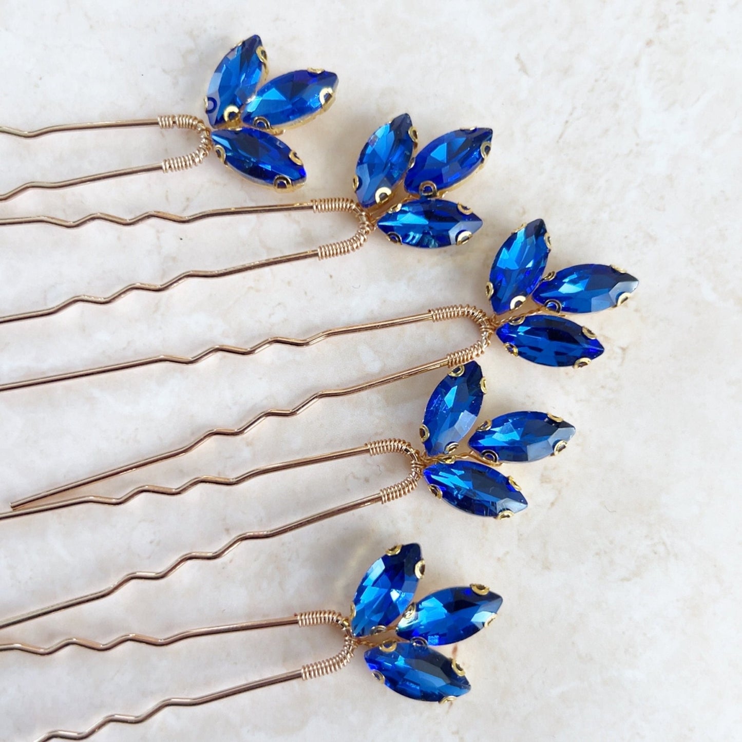 Royal blue crystal hair pins - Petal & Pearl