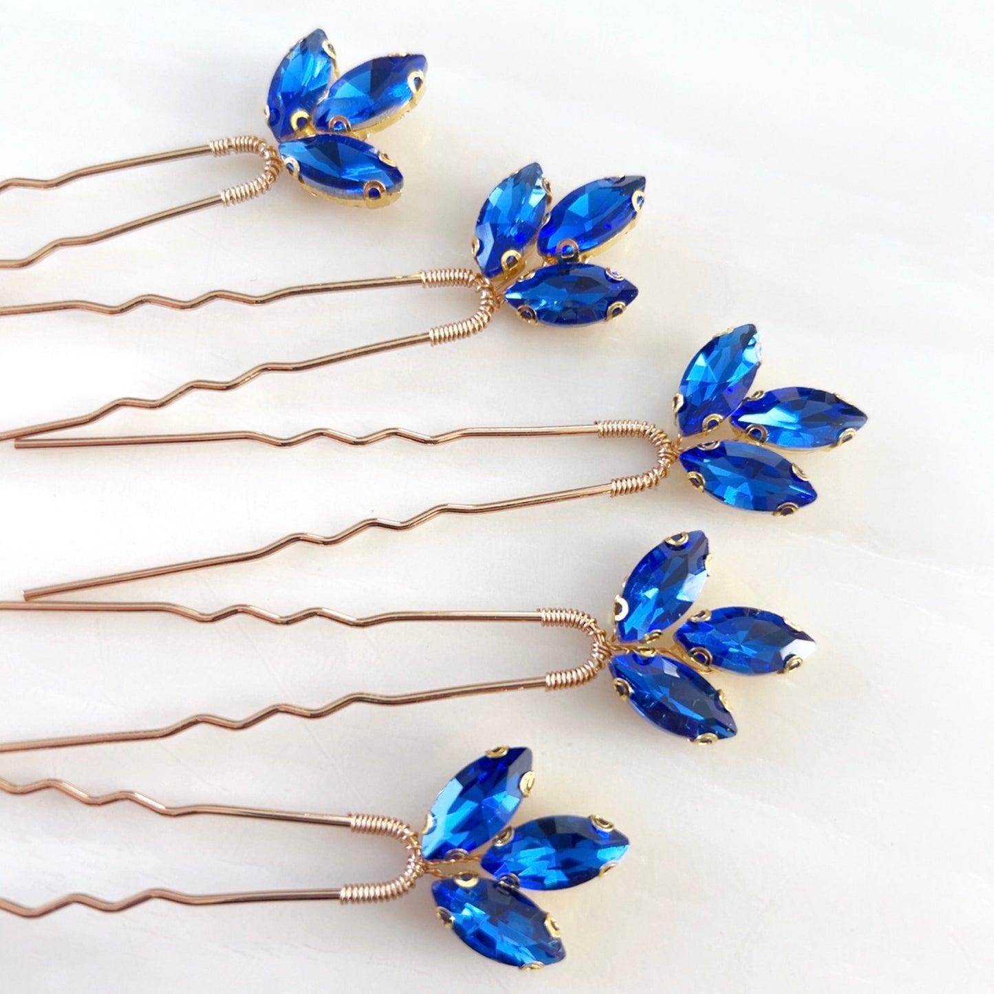 Royal blue crystal hair pins - Petal & Pearl