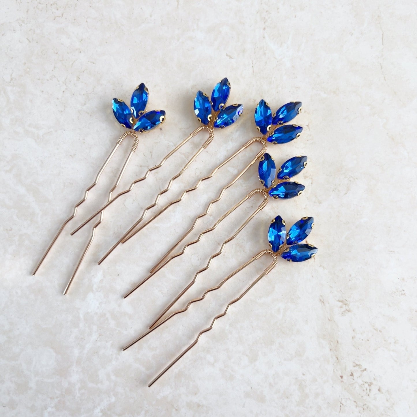 Royal blue crystal hair pins - Petal & Pearl