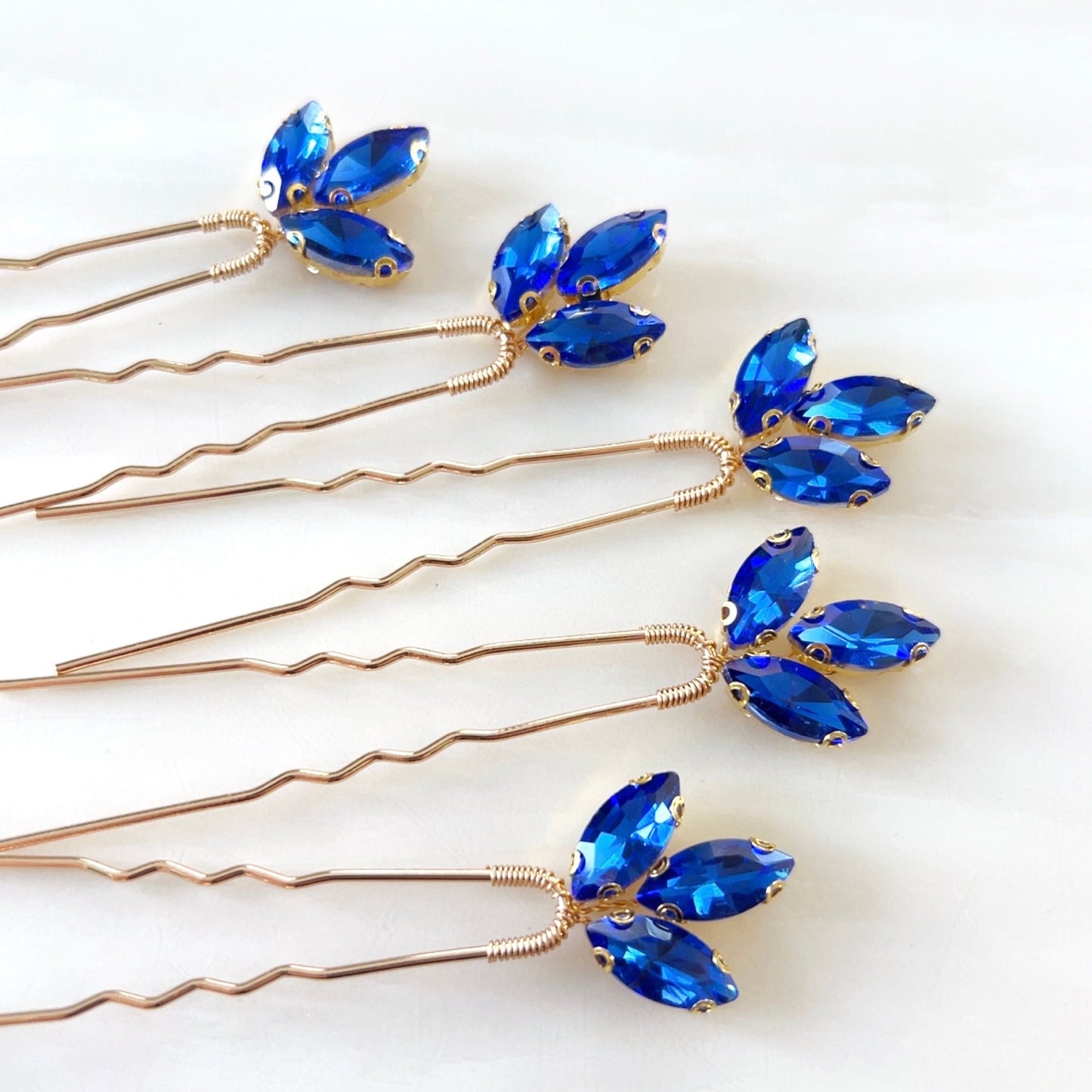 Royal blue crystal hair pins - Petal & Pearl