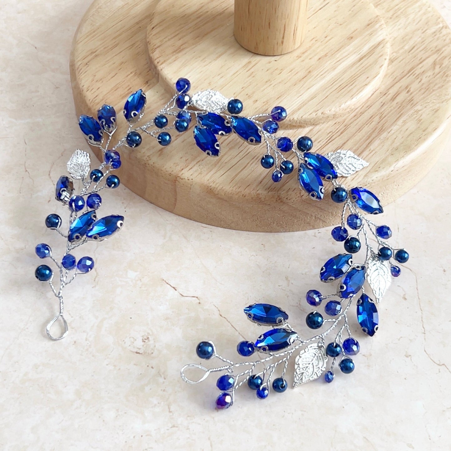 Royal blue crystal hair vine - Petal & Pearl