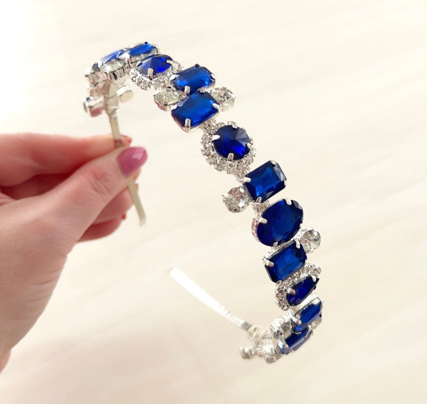 Royal blue crystal headband - Petal & Pearl