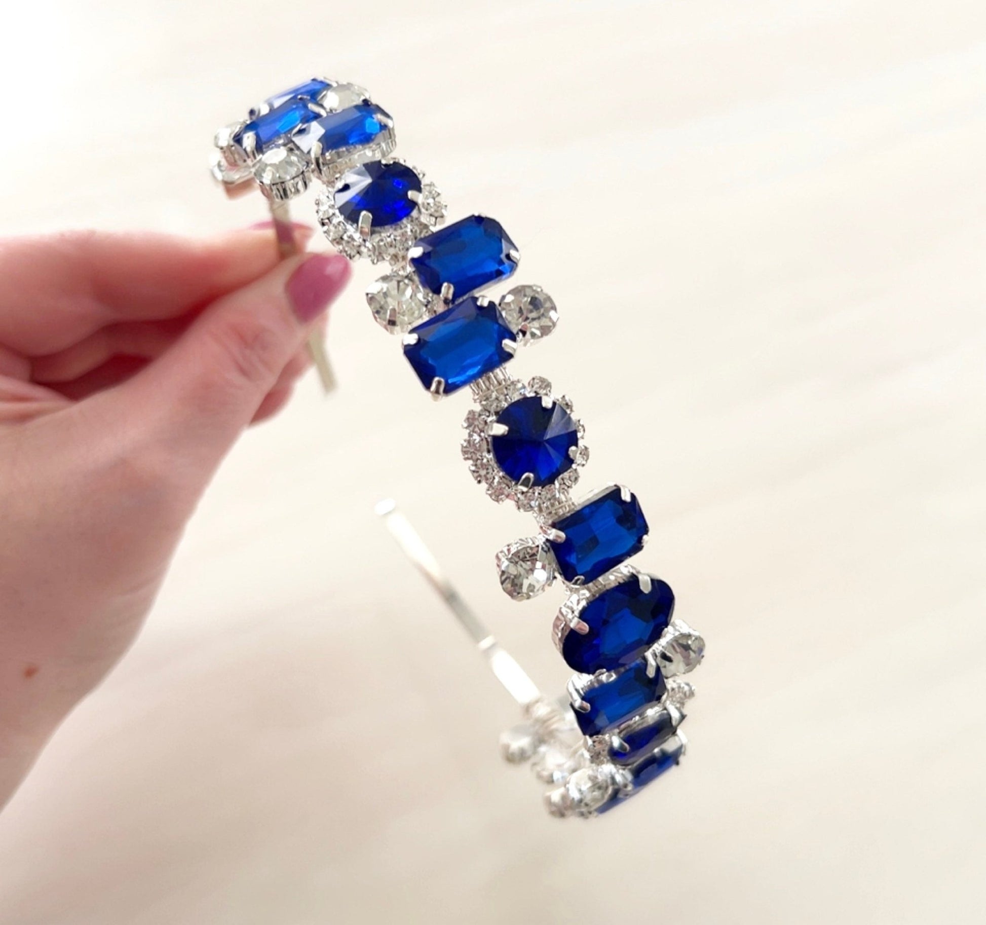 Royal blue crystal headband - Petal & Pearl