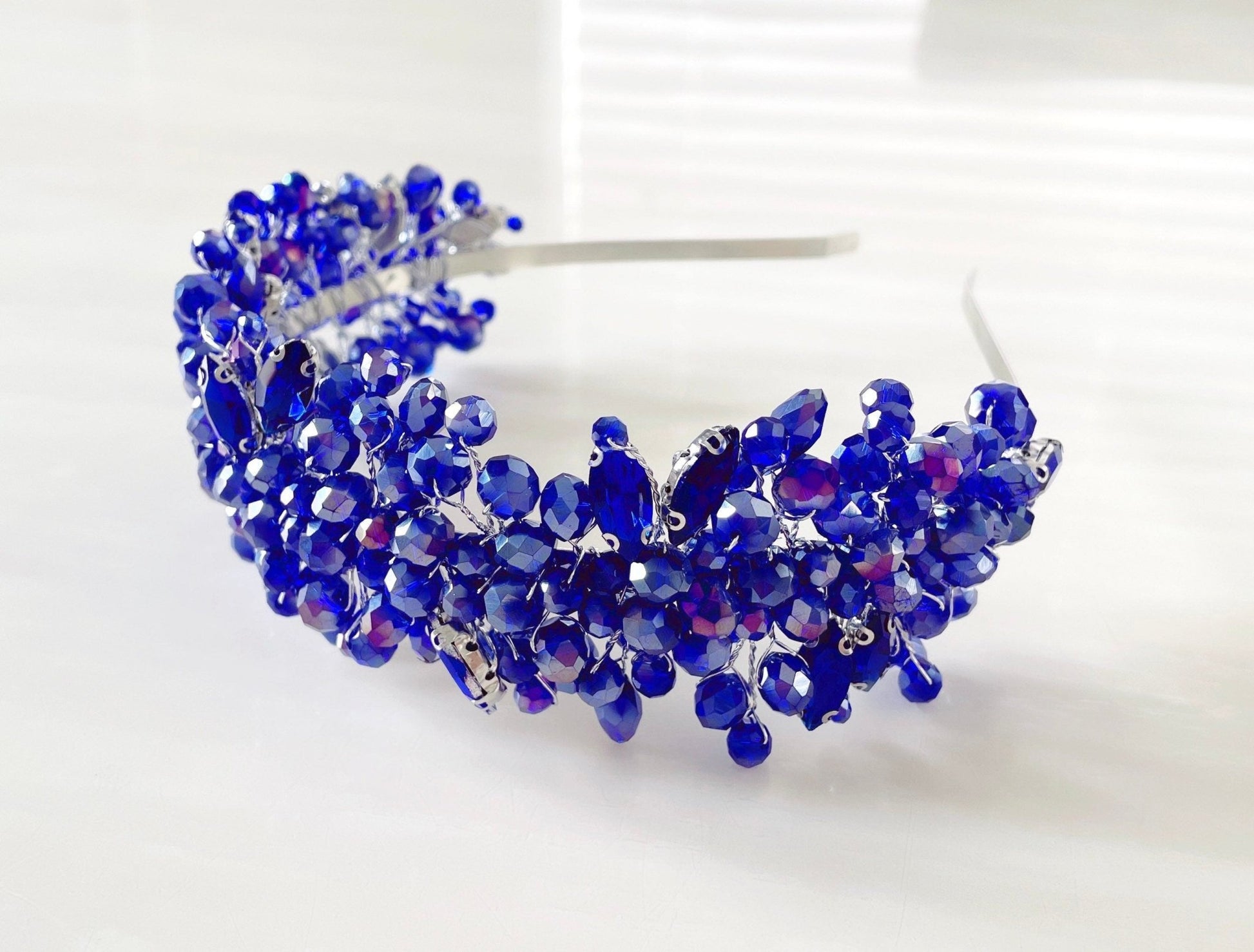 Royal blue crystal headband - Petal & Pearl