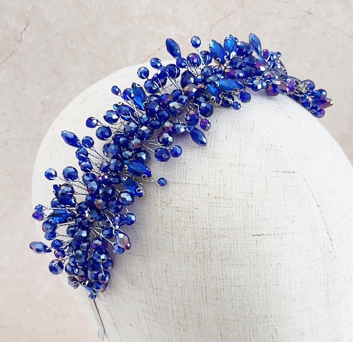 Royal blue crystal headband - Petal & Pearl