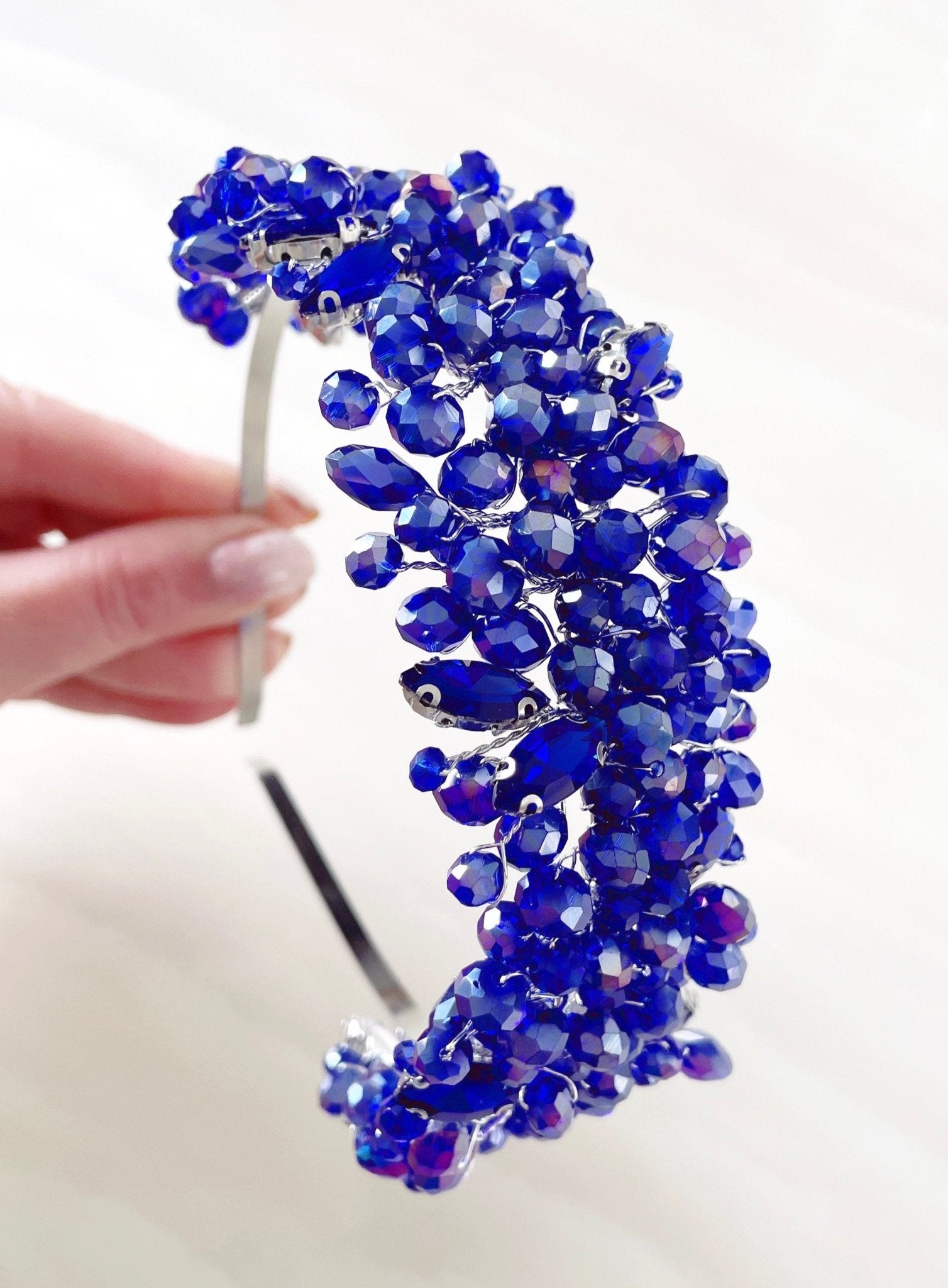 Royal blue crystal headband - Petal & Pearl