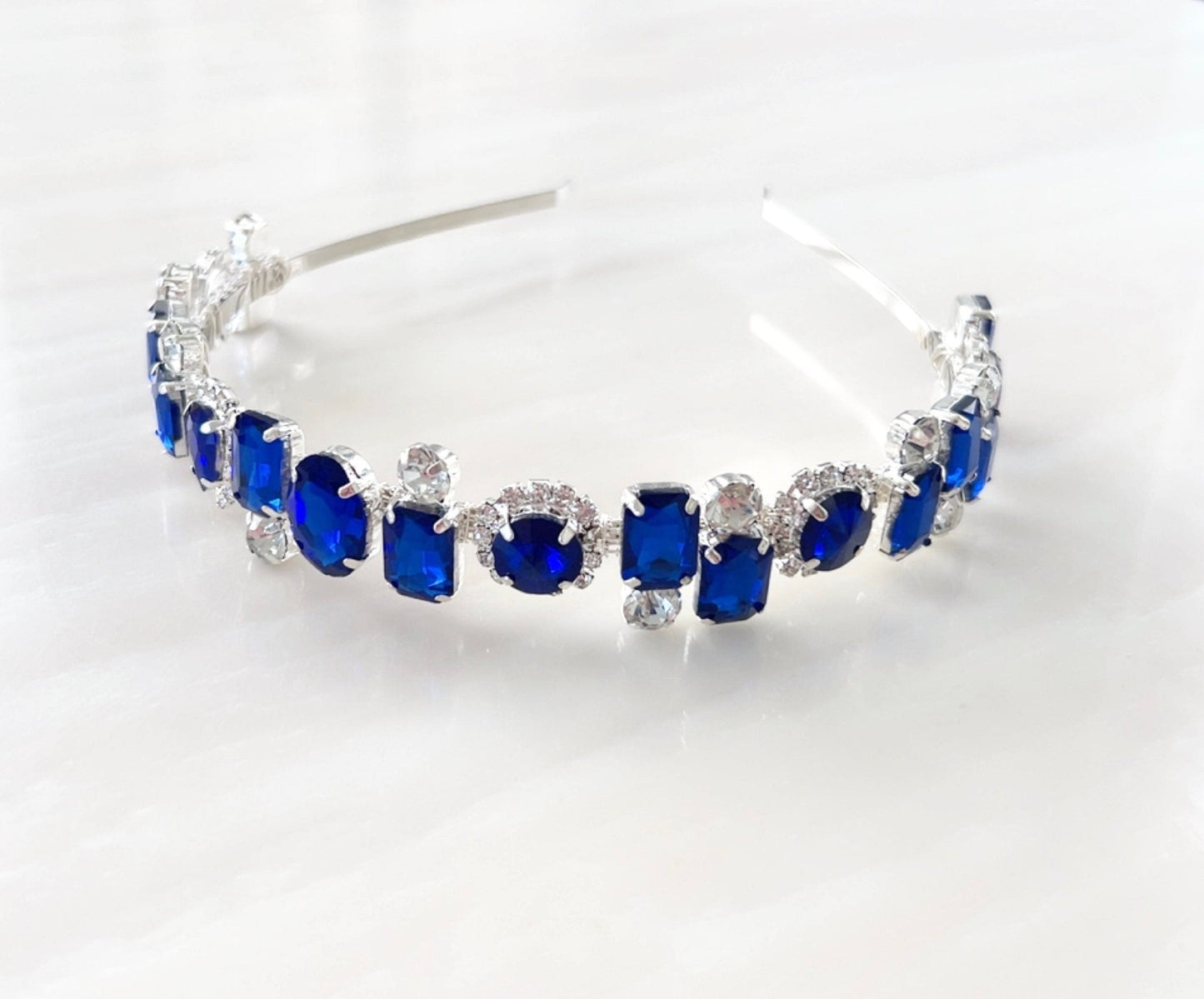 Royal blue crystal headband - Petal & Pearl