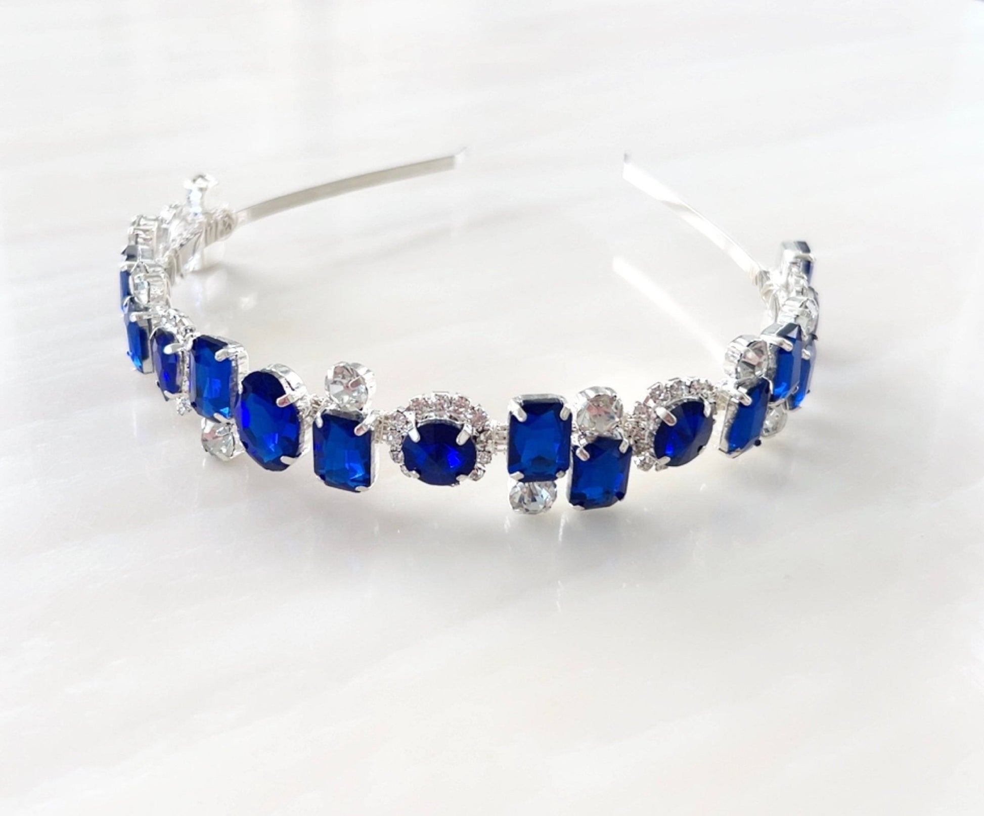 Royal blue crystal headband - Petal & Pearl