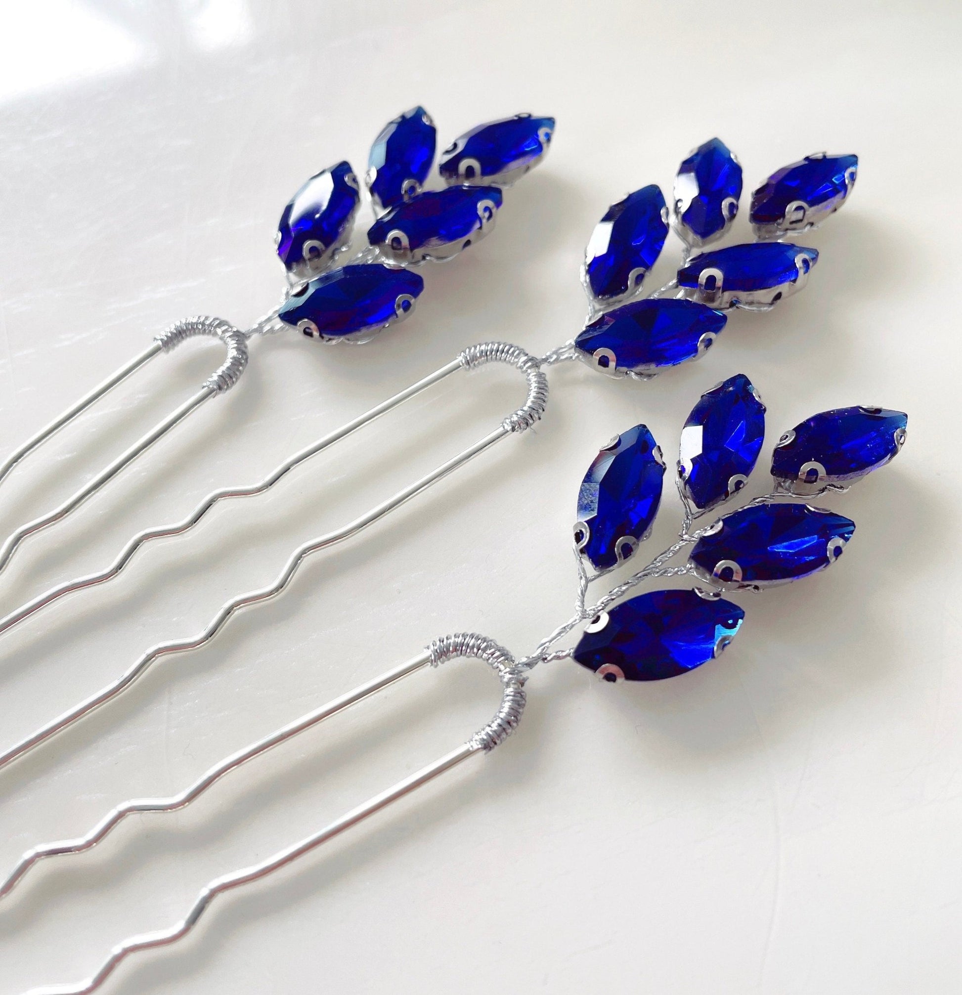 Royal blue hair pins - Petal & Pearl