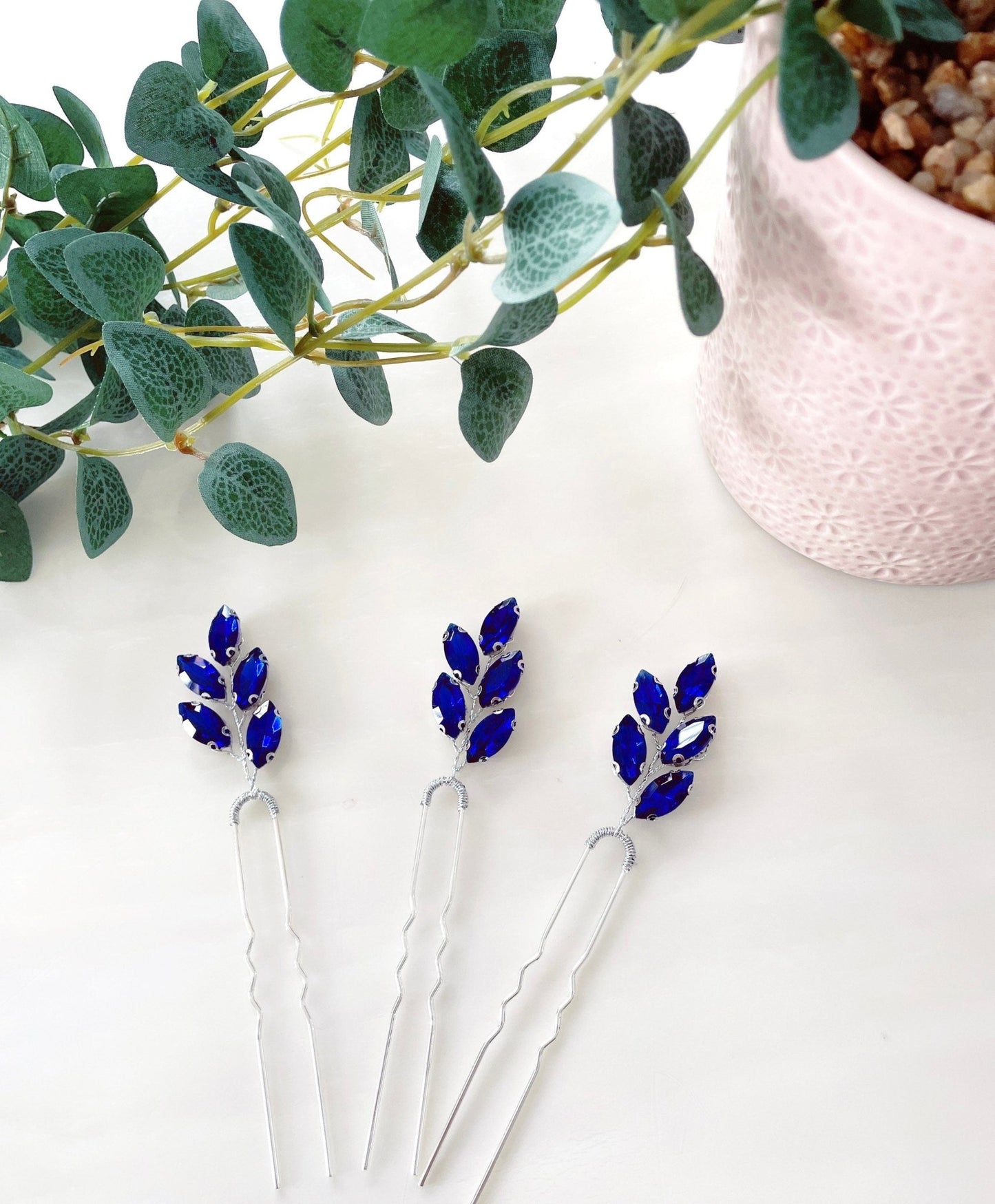 Royal blue hair pins - Petal & Pearl