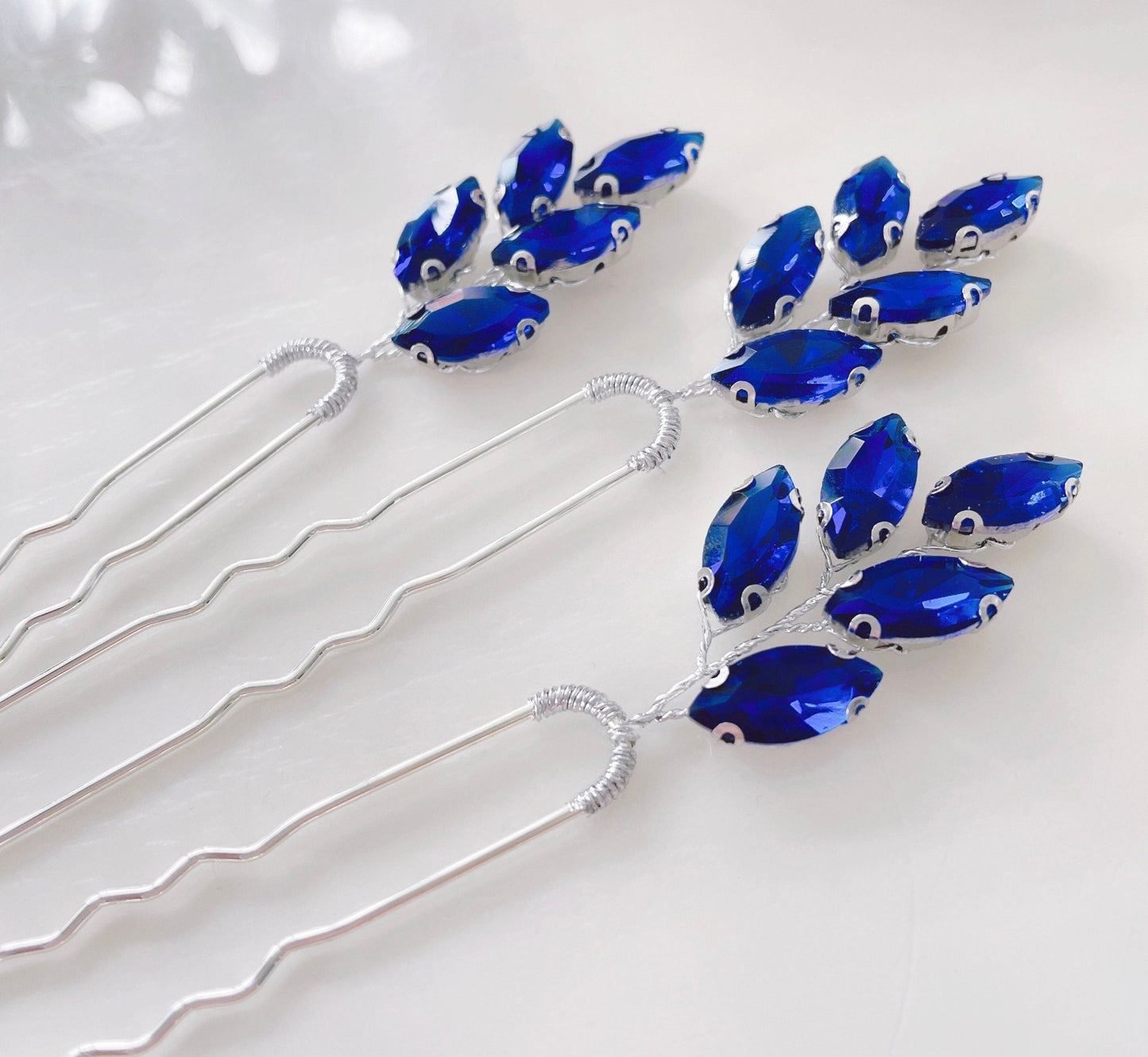 Royal blue hair pins - Petal & Pearl