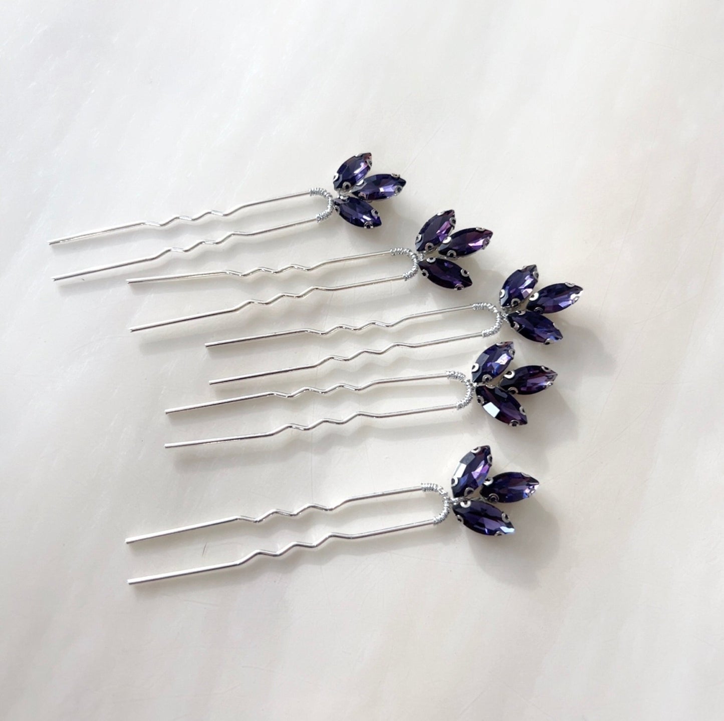 Set of five purple hair pins - Petal & Pearl