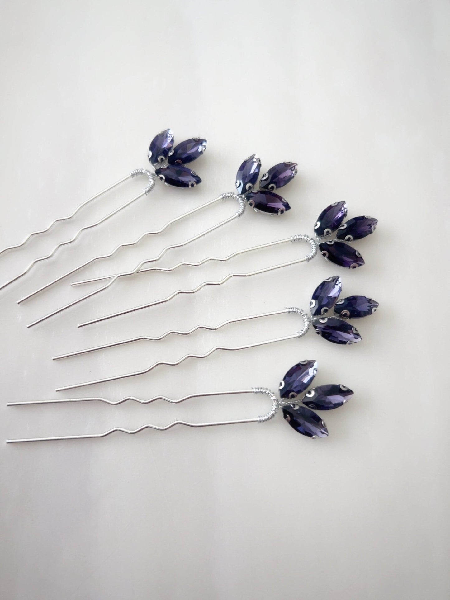 Set of five purple hair pins - Petal & Pearl