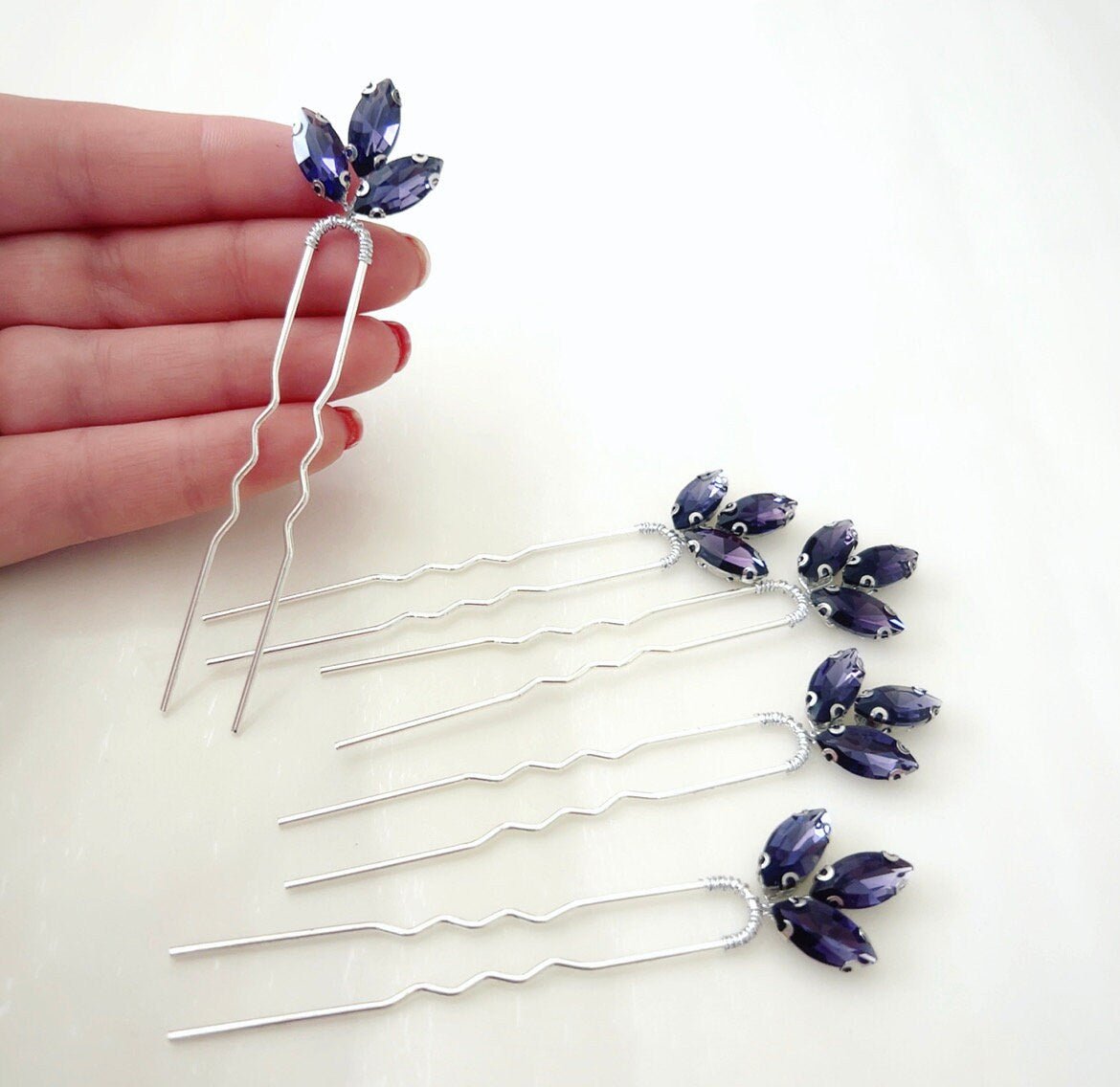 Set of five purple hair pins - Petal & Pearl