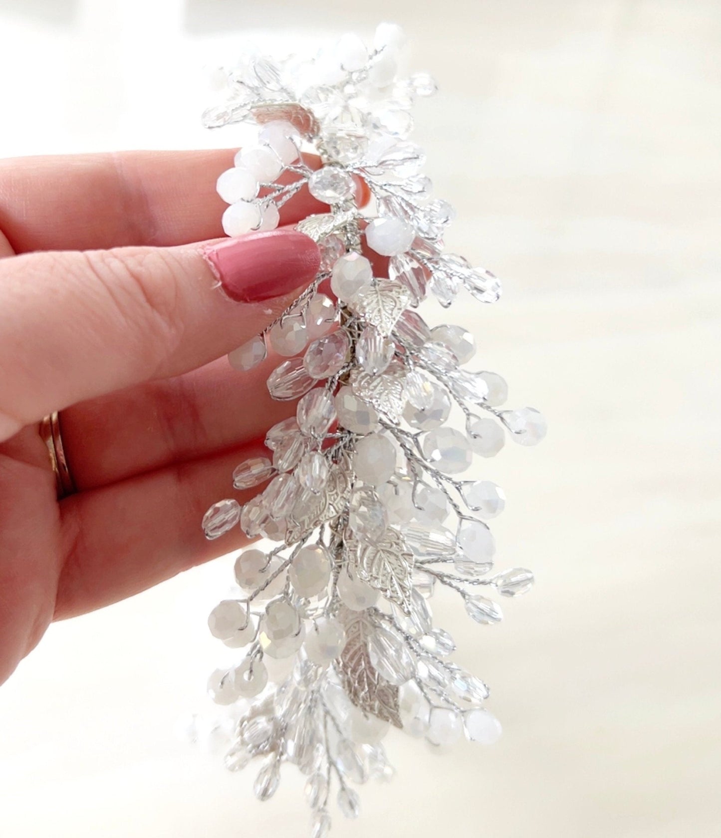 Silver Bohemian Bridal headpiece - Petal & Pearl